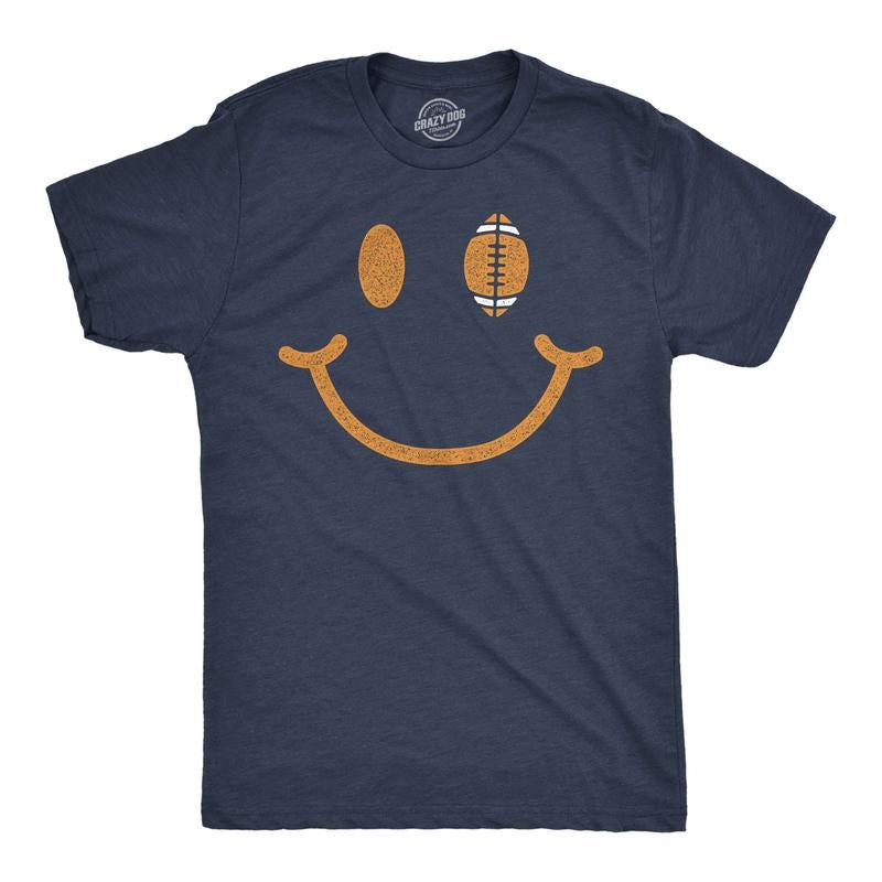Mens Football Smiling Face Funny T Shirt Sports Graphic Tee For Men Mens Funny T Shirts Cool Tees Soft Stylish Casual...