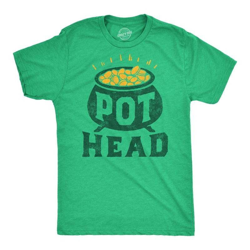 Mens Funny T Shirt Pot Head St Patricks Day Sarcastic Tee For Men Mens Funny T Shirts Cool Tees Soft Stylish Casual...