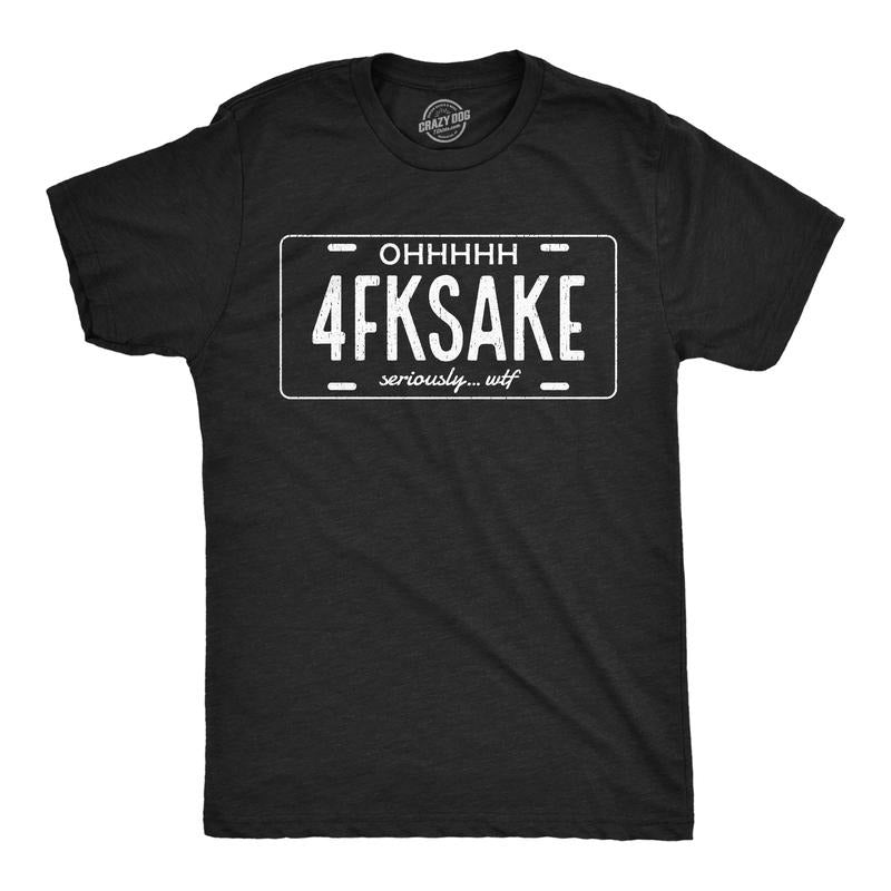 Mens Funny T Shirts 4FKSAKE License Plate Sarcastic Graphic Novelty Tee For Men Mens Funny T Shirts Cool Tees Soft...