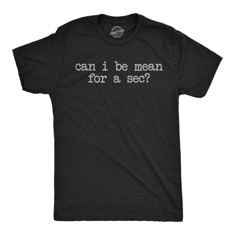 Mens Funny T Shirts Can I Be Mean For A Sec Sarcastic Graphic Novelty Tee For Men Mens Funny T Shirts Cool Tees Soft...