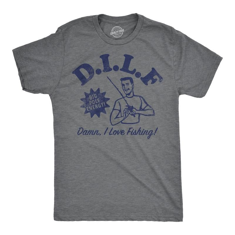 Mens Funny T Shirts DILF Damn I Love Fishing Sarcastic Fishermen Graphic Tee For Men Mens Funny T Shirts Cool Tees Soft...