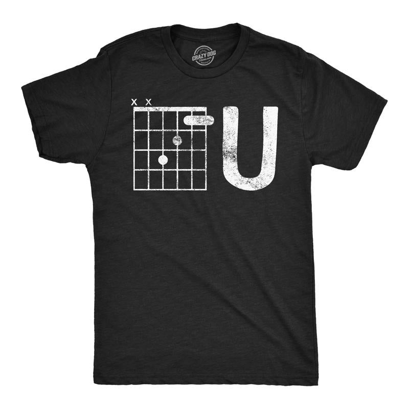 Mens Funny T Shirts F U Guitar Chord Sarcastic Music Joke Graphic Tee For Men Mens Funny T Shirts Cool Tees Soft Stylish...