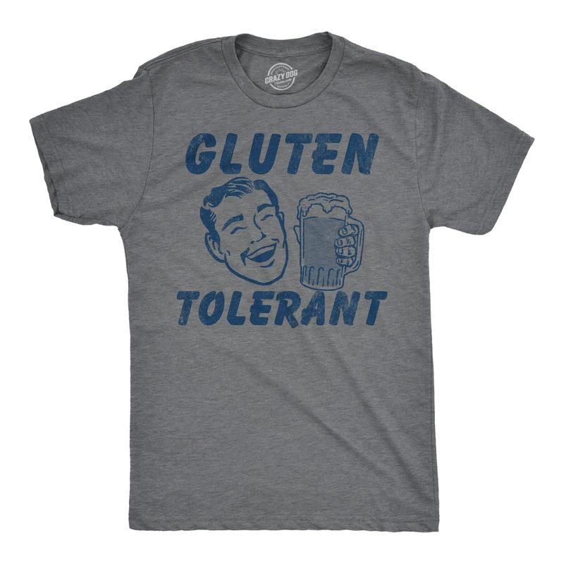 Mens Funny T Shirts Gluten Tolerant Sarcastic Drinking Graphic Novelty Tee For Men Mens Funny T Shirts Cool Tees Soft...