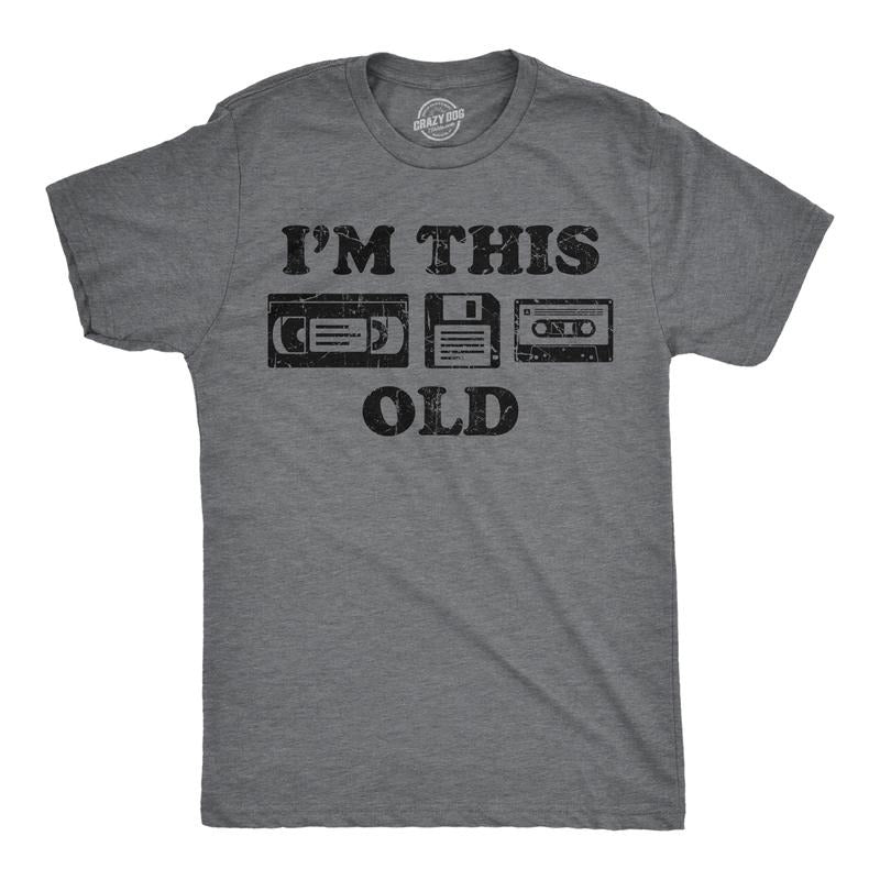Mens Funny T Shirts Im This Old Sarcastic Retro Video Tape Graphic Novelty Tee for Men Mens Funny T Shirts Cool Tees Soft...