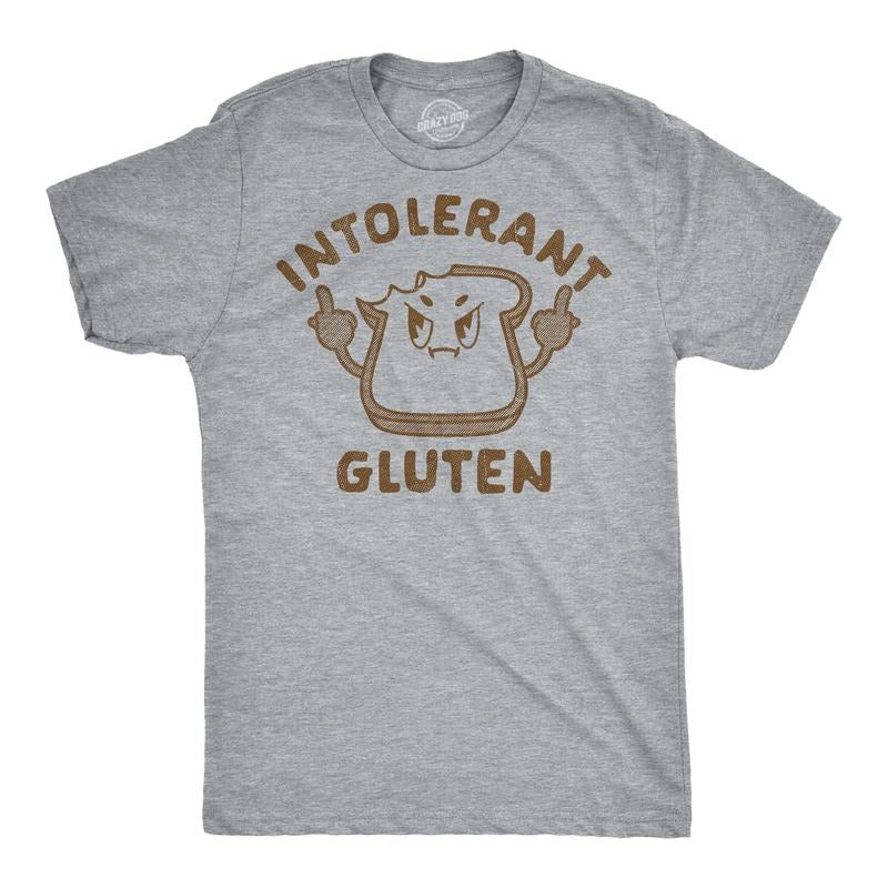 Mens Funny T Shirts Intolerant Gluten Sarcastic Food Graphic Novelty Tee for Men Mens Funny T Shirts Cool Tees Soft...