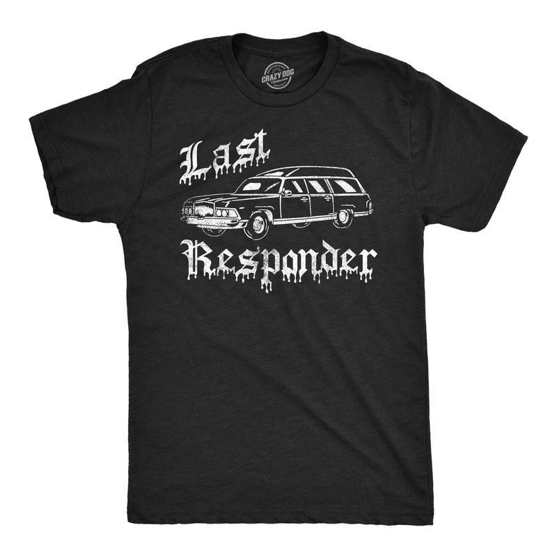 Mens Funny T Shirts Last Responder Sarcastic Halloween Novelty Hearse Graphic Tee For Men Mens Funny T Shirts Cool Tees...