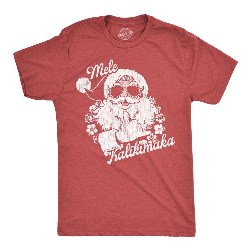 Mens Funny T Shirts Mele Kalikimaka Santa Sarcastic Hawaiian Christmas Graphic Tee For Men Mens Funny T Shirts Cool Tees...