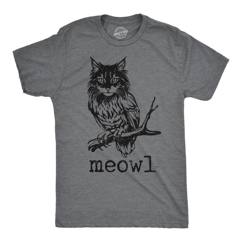 Mens Funny T Shirts Meowl Sarcastic Cat Owl Graphic Novelty Tee For Men Mens Funny T Shirts Cool Tees Soft Stylish Casual...