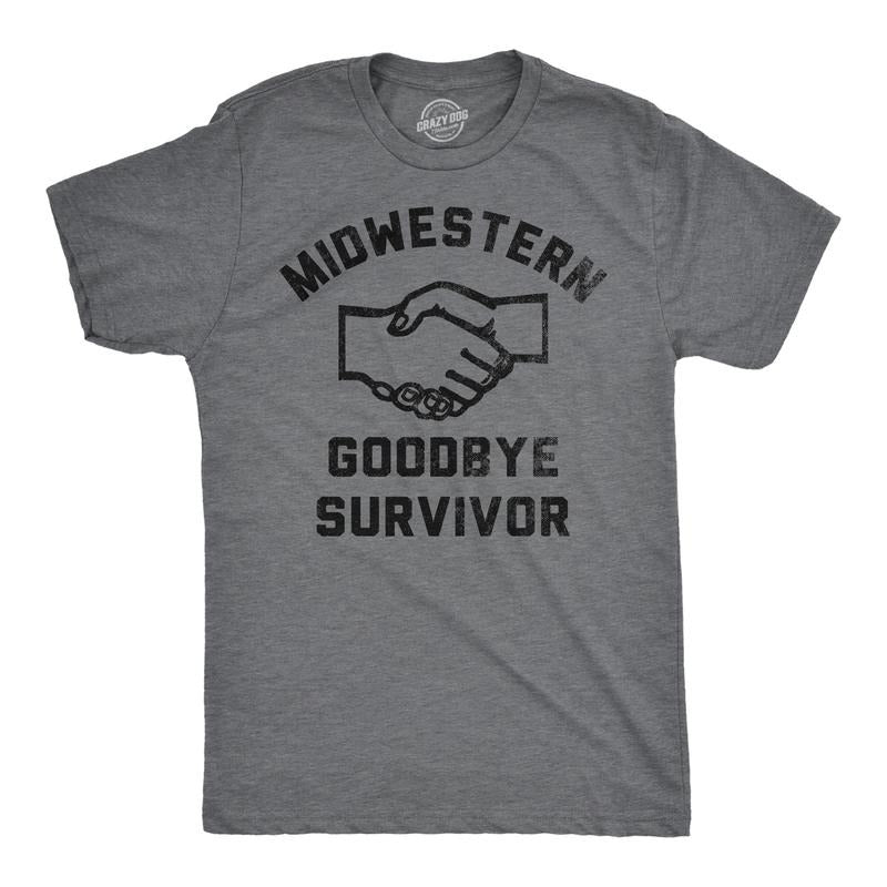 Mens Funny T Shirts Midwestern Goodbye Survivor Sarcastic Graphic Novelty Tee For Men Mens Funny T Shirts Cool Tees Soft...
