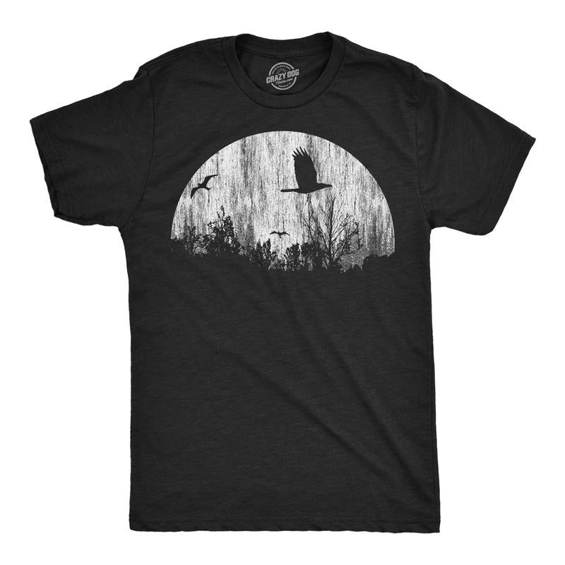 Mens Funny T Shirts Moon Birds Creepy Graphic Tee For Men Mens Funny T Shirts Cool Tees Soft Stylish Casual Menswear...