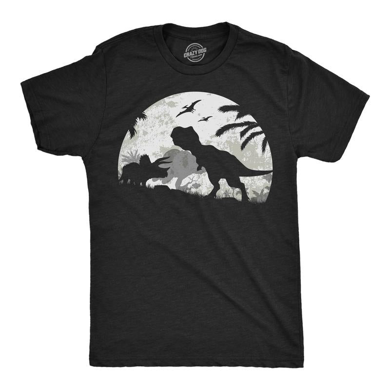 Mens Funny T Shirts Moonlight Dinos Sarcastic Dinosaur Graphic Novelty Tee for Men Mens Funny T Shirts Cool Tees Soft...