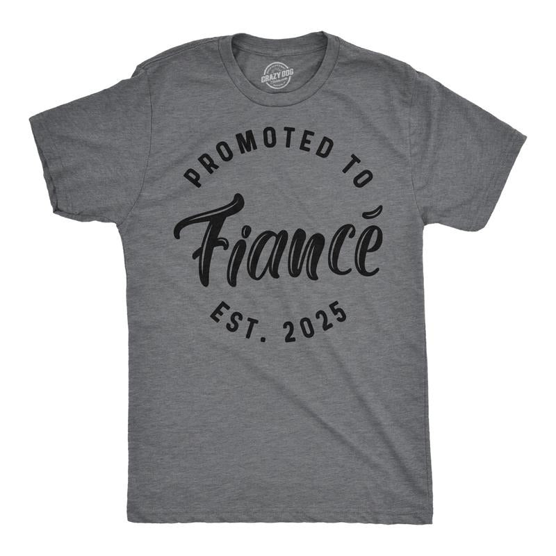 Mens Funny T Shirts Promoted to Fiance 2025 Sarcastic Family Marriage Graphic Tee for Men Mens Funny T Shirts Cool Tees...