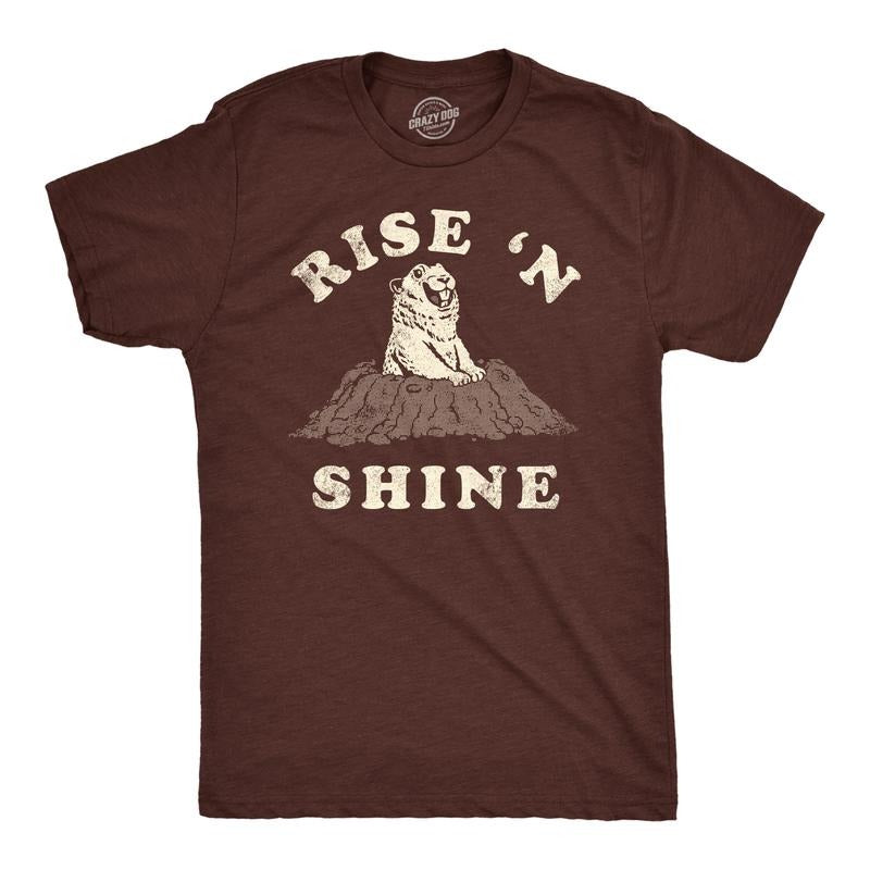 Mens Funny T Shirts Rise N Shine Ground Hogs Day Graphic Tee For Men Mens Funny T Shirts Cool Tees Soft Stylish Casual...