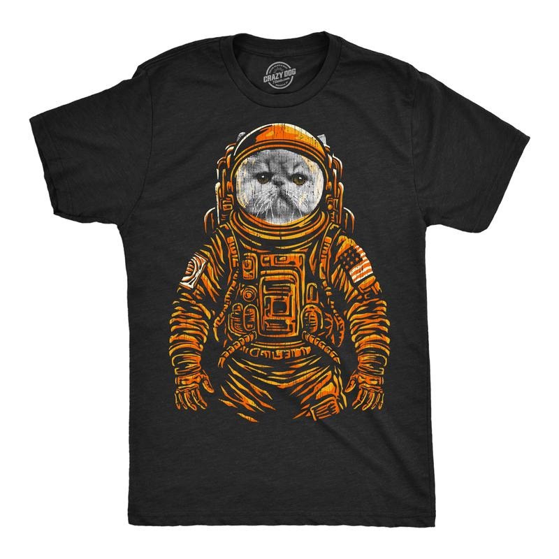 Mens Funny T Shirts Space Kitty Cool Astronaut Kitten Graphic Tee For Men Mens Funny T Shirts Cool Tees Soft Stylish...