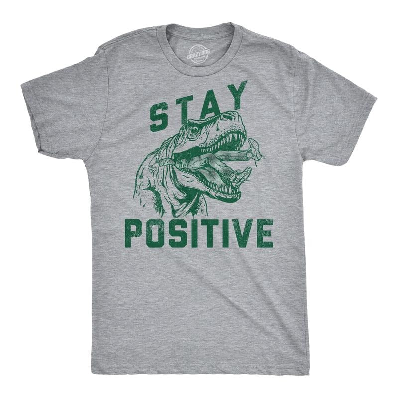 Mens Funny T Shirts Stay Positive T Rex Attack Sarcastic Graphic Tee For Men Mens Funny T Shirts Cool Tees Soft Stylish...