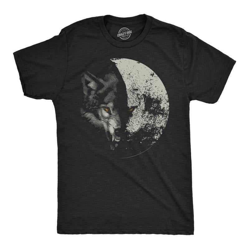 Mens Funny T Shirts Wolf Moon Cool Space Graphic Tee For Men Mens Funny T Shirts Cool Tees Soft Stylish Casual Menswear...