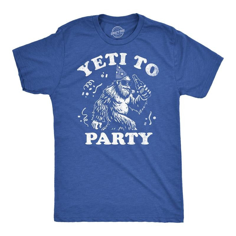 Mens Funny T Shirts Yeti To Party Sarcastic Bigfoot Graphic Novelty Tee For Men Mens Funny T Shirts Cool Tees Soft...
