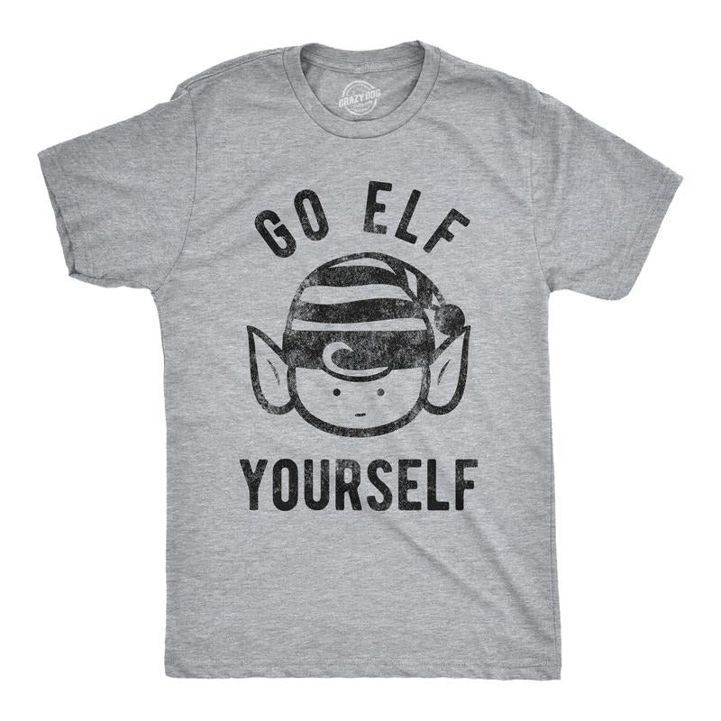 Mens Go Elf Yourself T shirt Funny Christmas Gift Holiday Saying Santa Tee Cool Mens Funny T Shirts Cool Tees Soft...