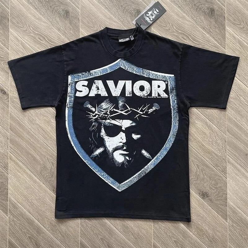 Mens HELL STUDIOS STAR BIGGER THAN SATAN Retro Printed Short Sleeve T-shirt Hoodie, Sweatshirt | UrbanDripWear.com
