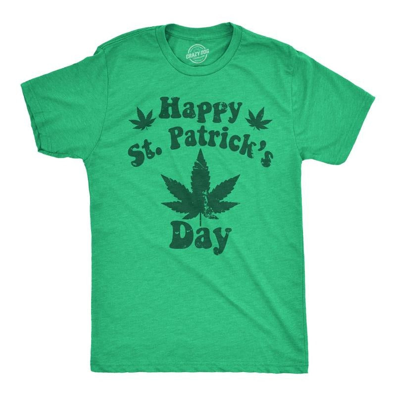 Mens Happy St Patricks Day Weed T Shirt Funny 420 Pot Saint Paddys Day Parade Lovers Tee For Guys Hoodie, Sweatshirt