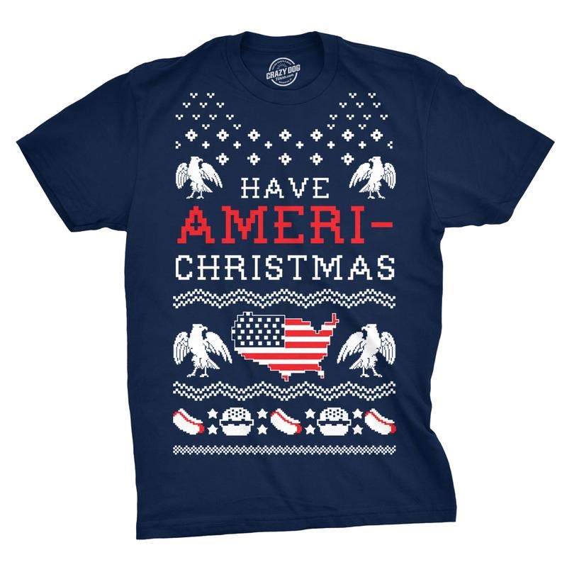 Mens Have Ameri-Christmas T Shirt Funny USA Patriotic Tee Mens Funny T Shirts Cool Tees Soft Stylish Casual Menswear...