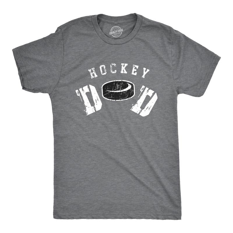 Mens Hockey Dad T Shirt Funny Cool Ice Hockey Fathers Day Gift Puck Graphic Tee for Guys Mens Funny T Shirts Cool Tees...