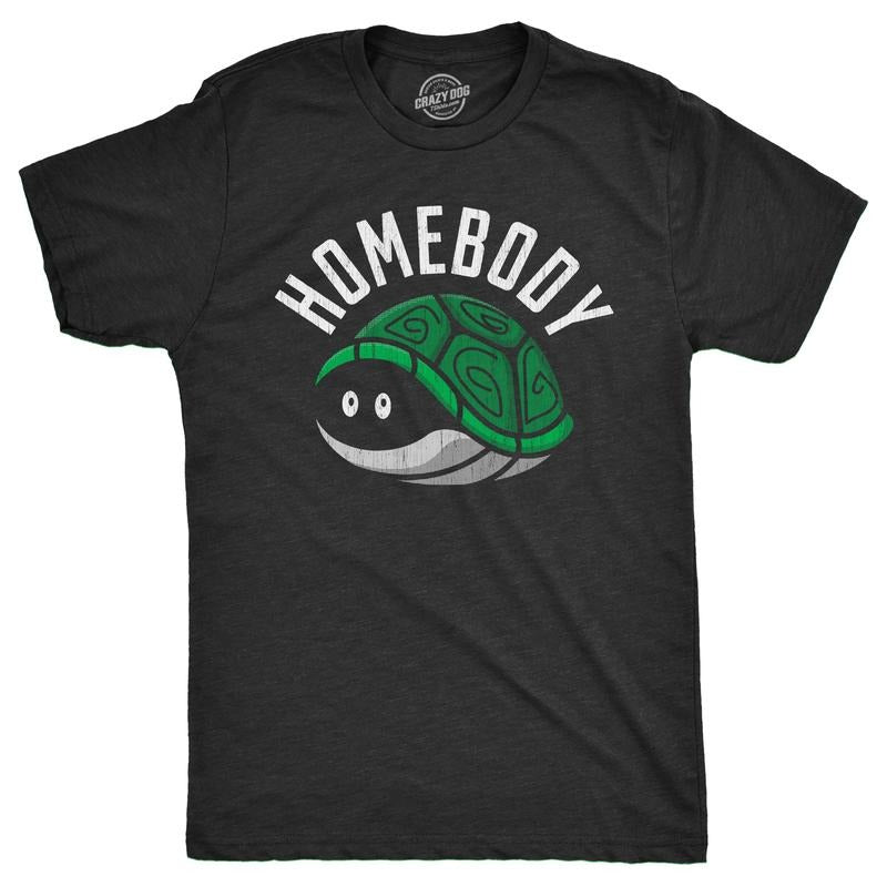 Mens Homebody T Shirt Funny Introverted Turtle Shell Joke Tee for Guys Mens Funny T Shirts Cool Tees Soft Stylish Casual...