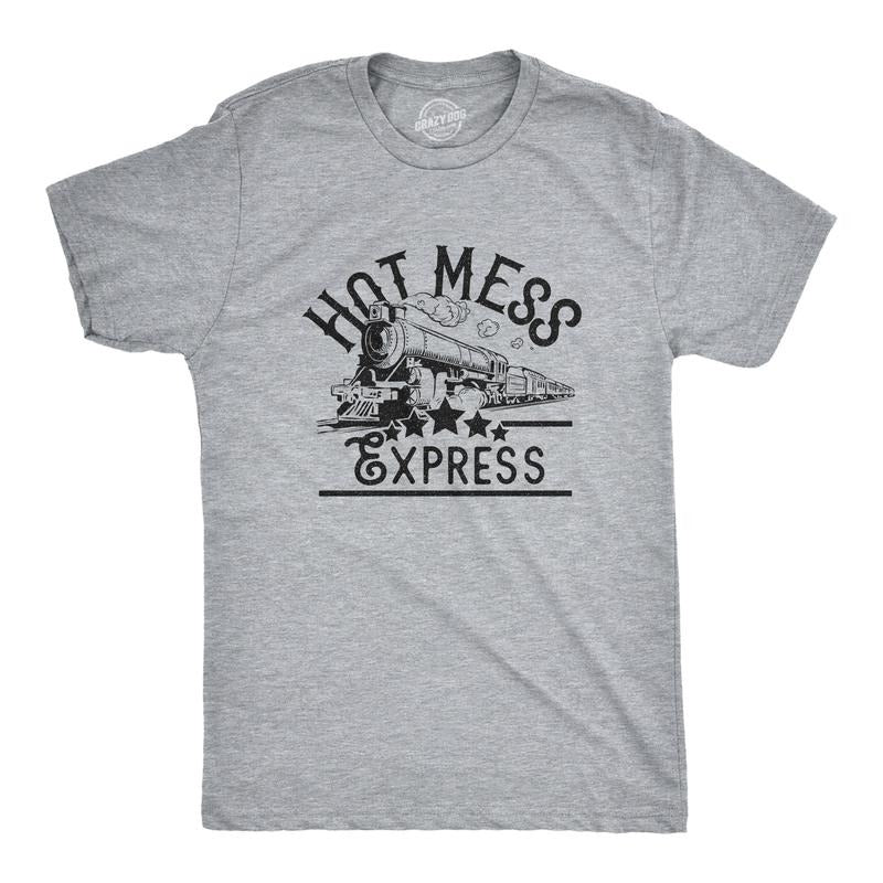 Mens Hot Mess Express T Shirt Funny Train Hangover Novelty Party Tee Mens Funny T Shirts Cool Tees Soft Stylish Casual...