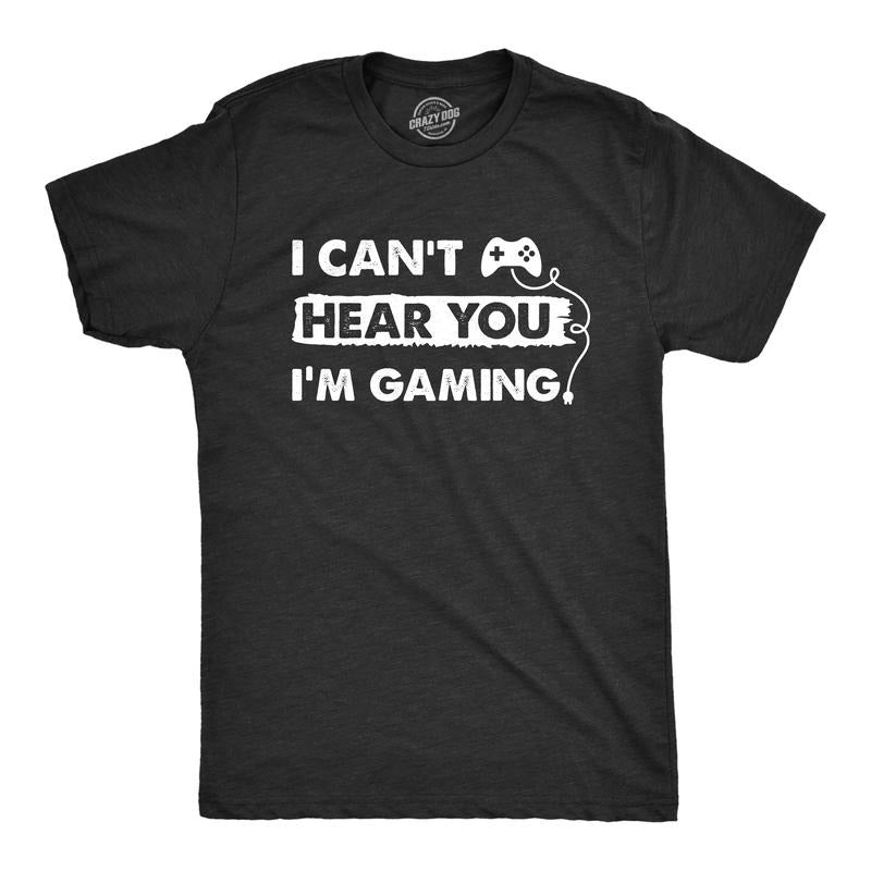 Mens I Cant Hear You Im Gaming T Shirt Funny Video Gamer Controller Tee For Guys Mens Funny T Shirts Cool Tees Soft...