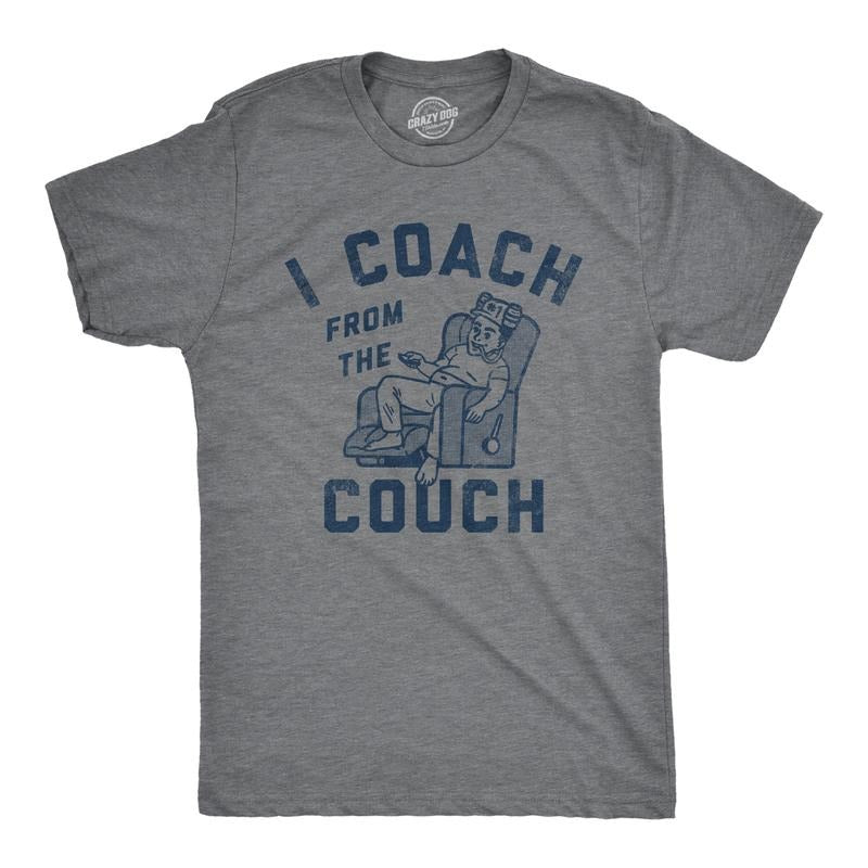 Mens I Coach From The Couch T Shirt Funny Lazy Sports Fan Joke Tee For Guys Mens Funny T Shirts Cool Tees Soft Stylish...
