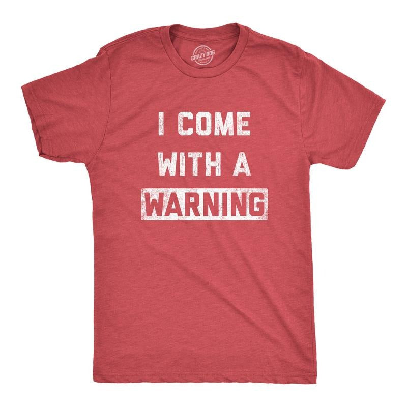 Mens I Come With A Warning T shirt Funny Censored Sarcasm Humor Clever Saying Mens Funny T Shirts Cool Tees Soft Stylish...