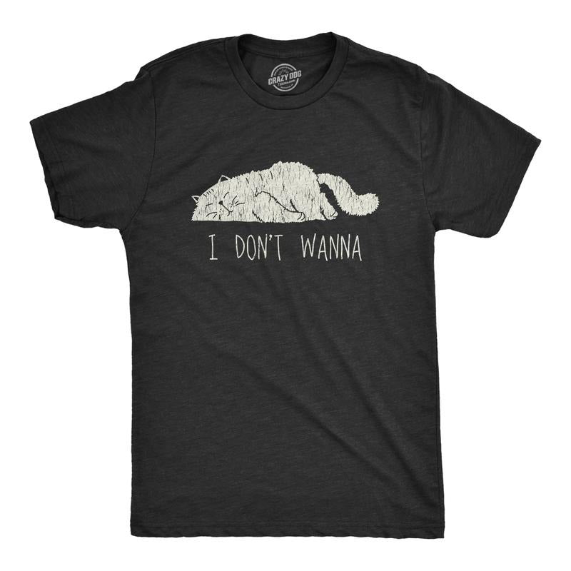 Mens I Don't Wanna T Shirt Funny Lazy Sleepy Cat Novelty Graphic Tee For Guys Mens Funny T Shirts Cool Tees Soft Stylish...