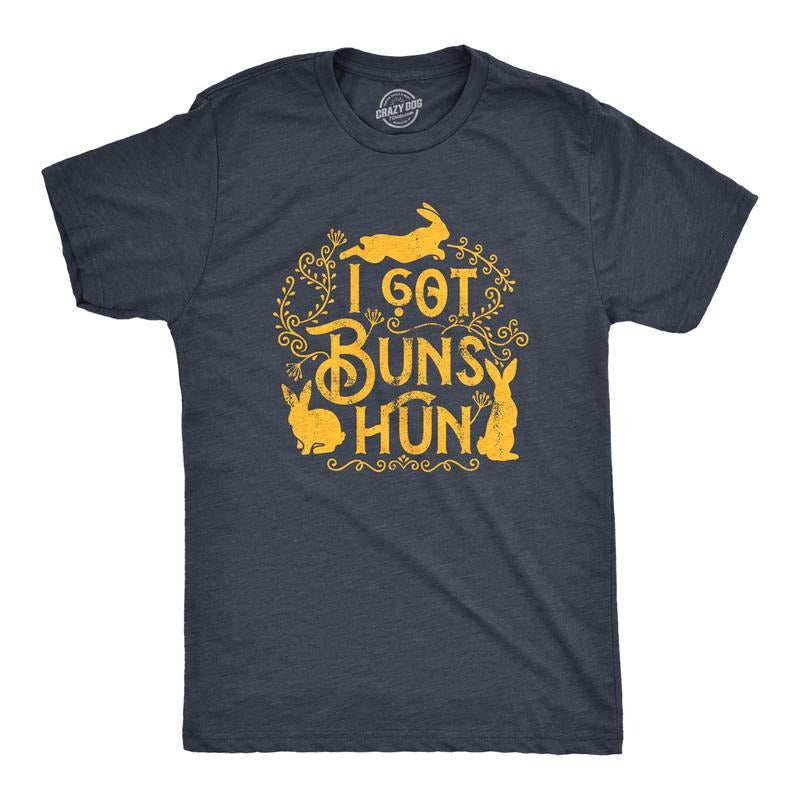 Mens I Got Buns Hun T Shirt Funny Easter Sunday Bunny Rabbit Joke Tee for Guys Mens Funny T Shirts Cool Tees Soft Stylish...