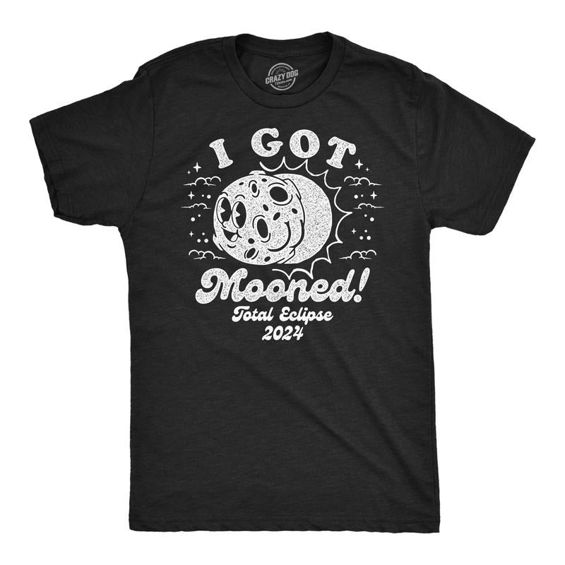 Mens I Got Mooned Funny T Shirt Sarcastic Solar Eclipse Tee For Men Hoodie, Sweatshirt | UrbanDripWear.com