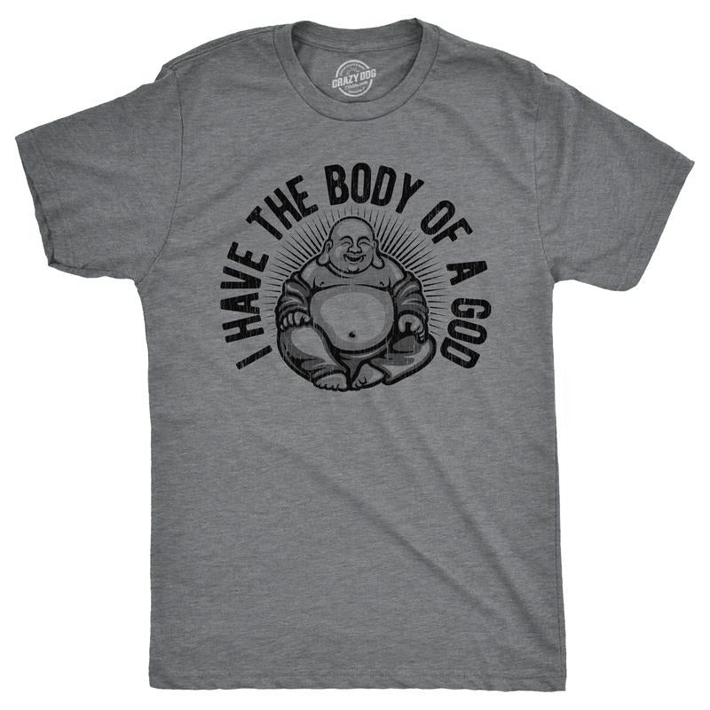 Mens I Have The Body Of A God T Shirt Funny Chubby Buddha Tee For Guys Mens Funny T Shirts Cool Tees Soft Stylish Casual...