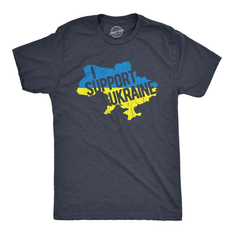 Mens I Support Ukraine T Shirt Cool Ukrainian Country Flag Graphic Novelty Tee For Guys Mens Funny T Shirts Cool Tees...