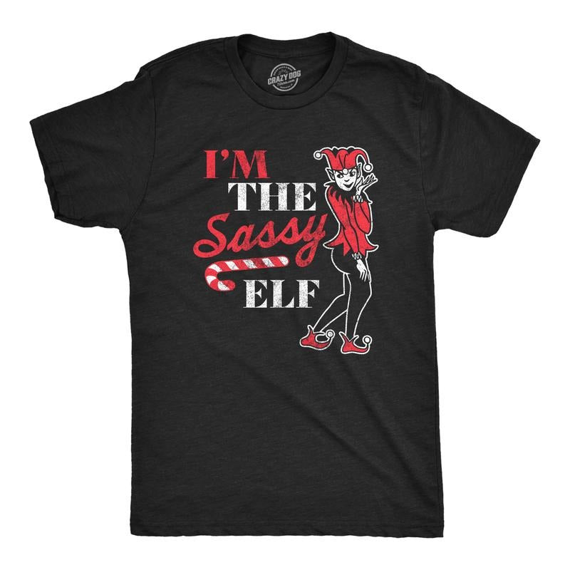 Mens Im The Sassy Elf T Shirt Funny Xmas Santas Elves Joke Tee For Guys Mens Funny T Shirts Cool Tees Soft Stylish Casual...