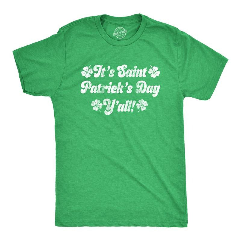 Mens Its Saint Patricks Day Yall T shirt Funny St Patrick Parade Green Irish Tee Mens Funny T Shirts Cool Tees Soft...