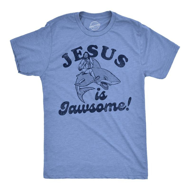 Mens Jesus Is Jawsome Funny Easter T Shirts Sarcastic Christian Tee For Men Mens Funny T Shirts Cool Tees Soft Stylish...