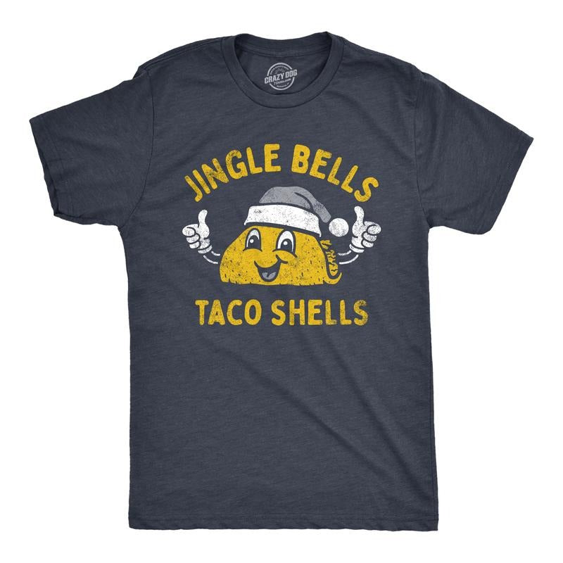 Mens Jingle Bells Taco Shells T Shirt Funny Xmas Season Mexican Food Lovers Tee For Guys Mens Funny T Shirts Cool Tees...