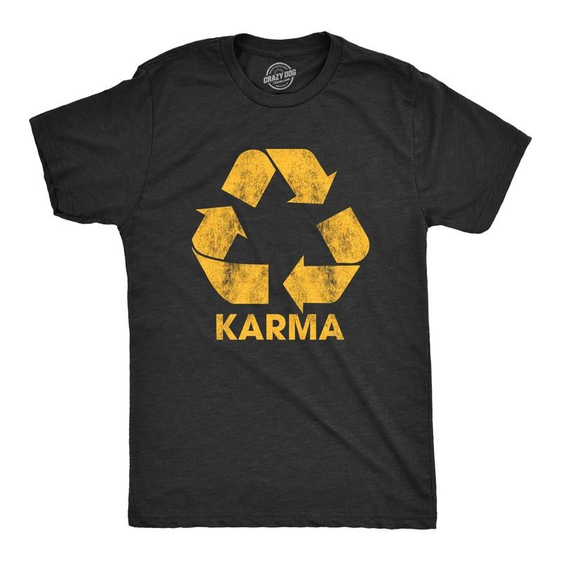 Mens Karma Recycler T Shirt Funny Motivational Positivity Universe Graphic Novelty Tee Mens Funny T Shirts Cool Tees Soft...