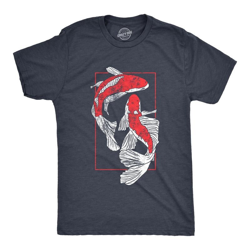 Mens Koi Fish T Shirt Funny Beautiful Peaceful Japanese Carp Pond Tee for Guys Mens Funny T Shirts Cool Vintage Fashion...