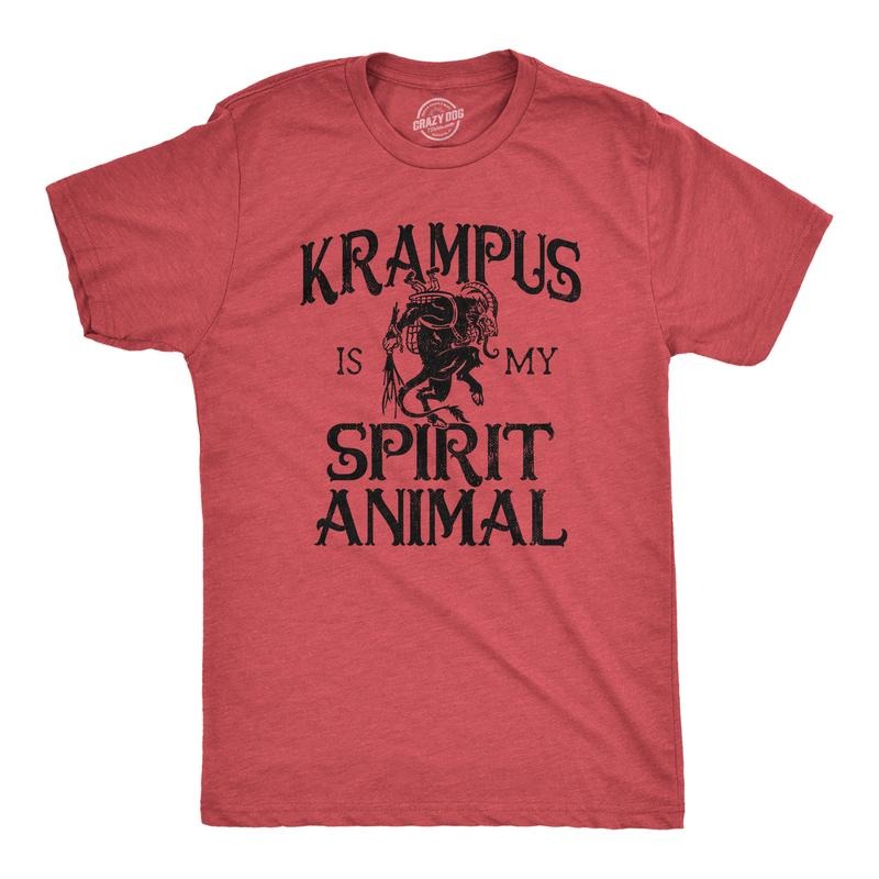 Mens Krampus Is My Spirit Animal T Shirt Funny Xmas Saint Nicholas Folklore Tee for Guys Mens Funny T Shirts Cool Tees...
