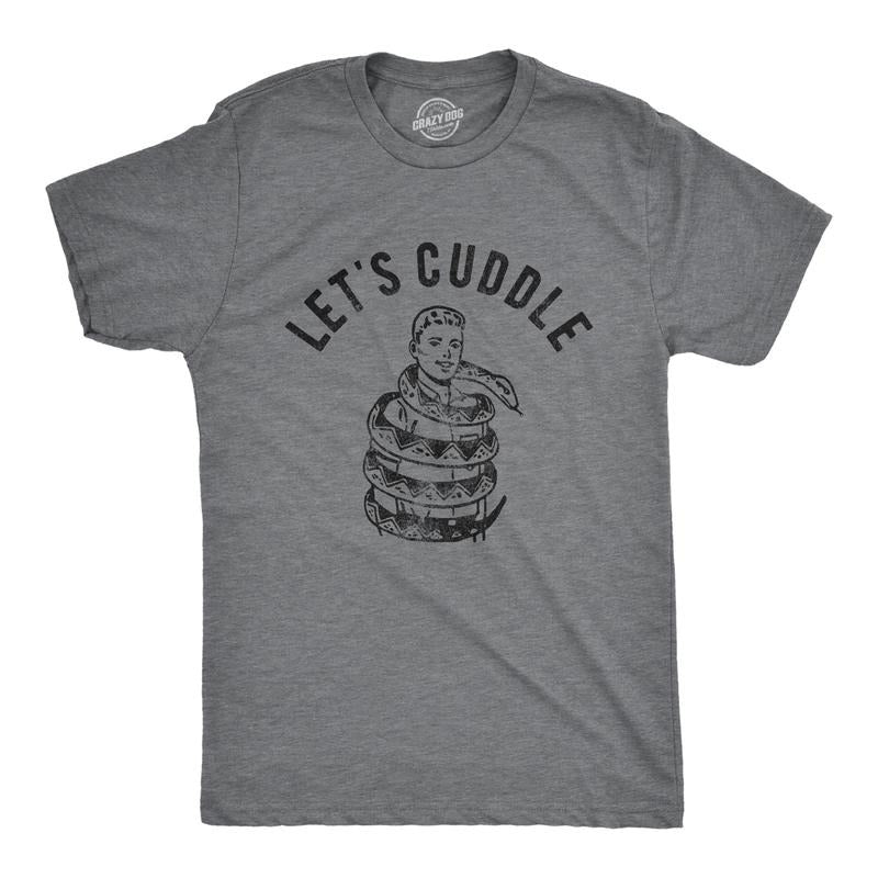 Mens Lets Cuddle T Shirt Funny Sarcastic Snake Graphic Valentines Day Tee For Guys Mens Funny T Shirts Cool Tees Soft...