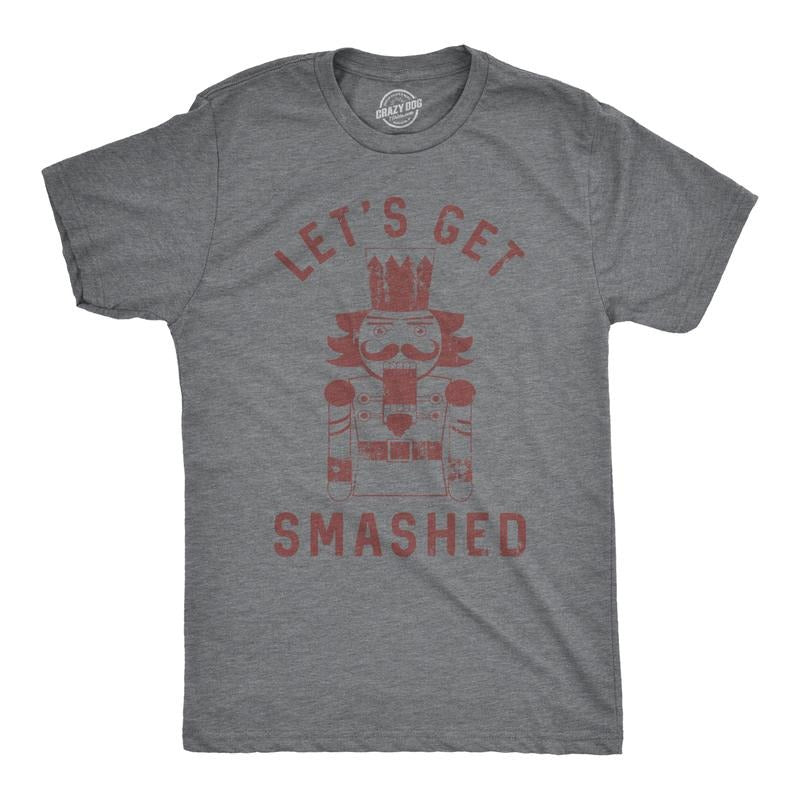 Mens Lets Get Smashed T Shirt Funny Christmas Nutcracker Tee For Guys Mens Funny T Shirts Cool Tees Soft Stylish Casual...