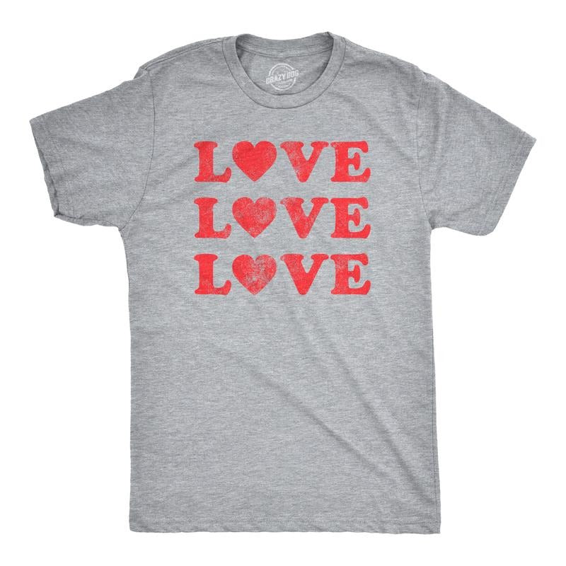 Mens Love Love Love Hearts T Shirt Cute Valentines Day Tee Mens Funny T Shirts Cool Tees Soft Stylish Casual Menswear...