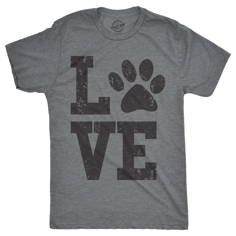 Mens Love Paw T Shirt Cute Adorable Dog Lover Pet Tee for Guys Mens Funny T Shirts Cool Tees Soft Stylish Casual Menswear...
