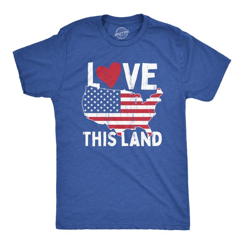 Mens Love This Land T Shirt Awesome Party Patriotic United States Flag Graphic Tee For Guys Mens Funny T Shirts Cool Tees...