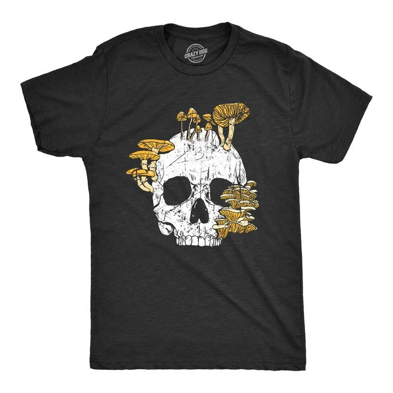 Mens Mushroom Skull T Shirt Fuuny Cool Dead Decaying Skeleton Shrooms Tee for Guys Mens Funny T Shirts Cool Tees Soft...