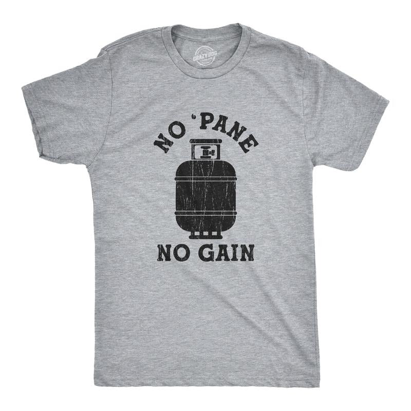 Mens No Pane No Gain Tshirt Funny BBQ Grilling Camping Propane Graphic Novelty Tee Mens Funny T Shirts Cool Tees Soft...